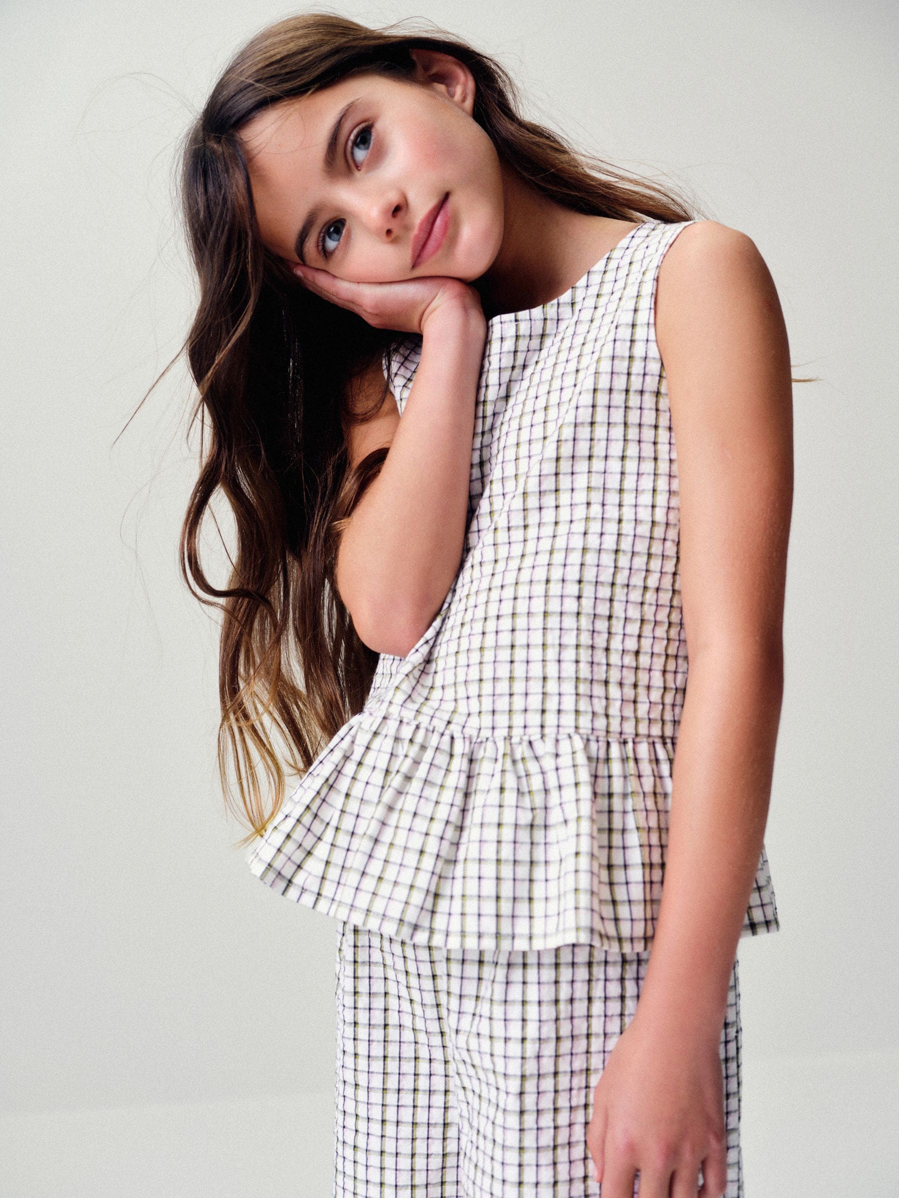Dsiney Kidz - The Set 2 Pack Woven Peplum Sleeveless Top and Shorts Set Check/Green image 3