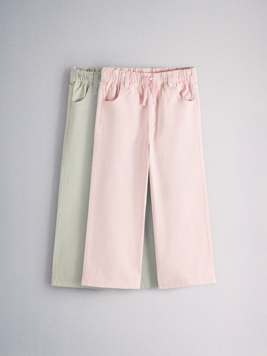 Dsiney Kidz - The Set 2 Pack Tie Waist Pull On Jeans Pink/Green image 1