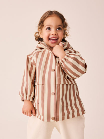 Dsiney Kidz - Rust and Cream Stripe Waterproof Faux Fur Lined Jacket (12mths-7yrs) image 1