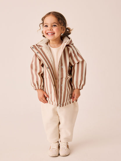 Dsiney Kidz - Rust and Cream Stripe Waterproof Faux Fur Lined Jacket (12mths-7yrs) image 2