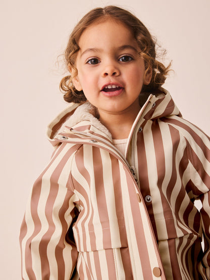 Dsiney Kidz - Rust and Cream Stripe Waterproof Faux Fur Lined Jacket (12mths-7yrs) image 5