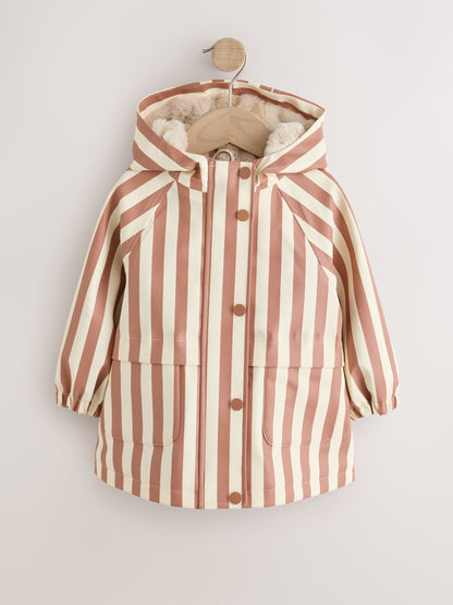 Dsiney Kidz - Rust and Cream Stripe Waterproof Faux Fur Lined Jacket (12mths-7yrs) image 6