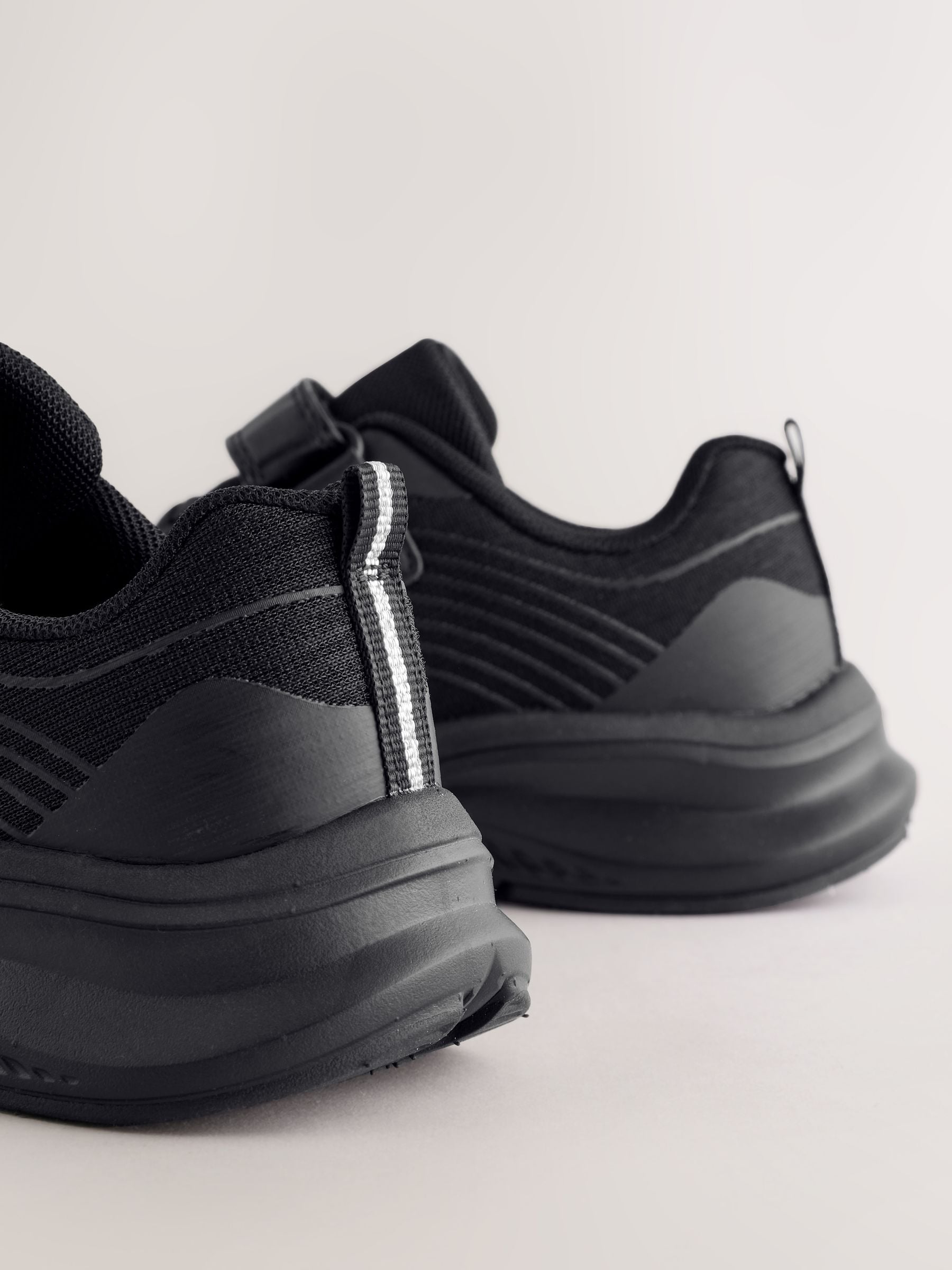 Black/Black Wide Fit (G) Elastic Lace-Up Trainers image 3