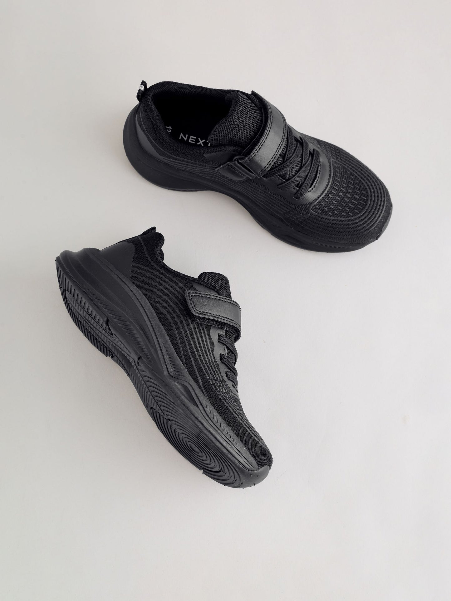 Black/Black Wide Fit (G) Elastic Lace-Up Trainers image 6