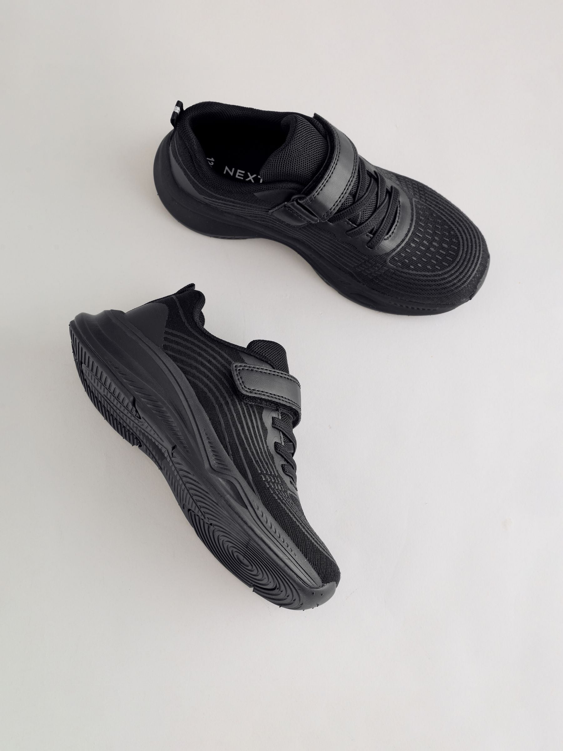 Black/Black Wide Fit (G) Elastic Lace-Up Trainers image 6
