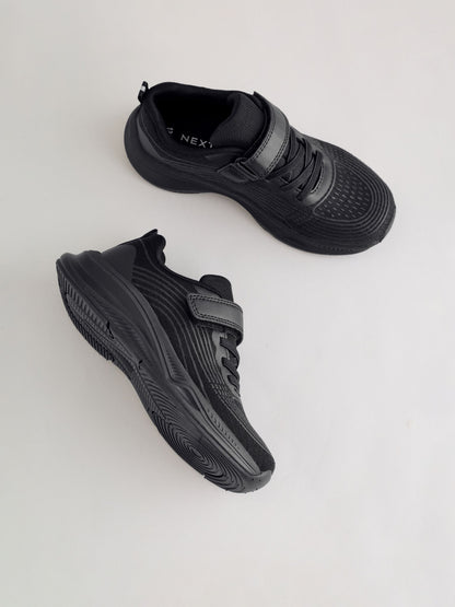 Black/Black Wide Fit (G) Elastic Lace-Up Trainers image 6