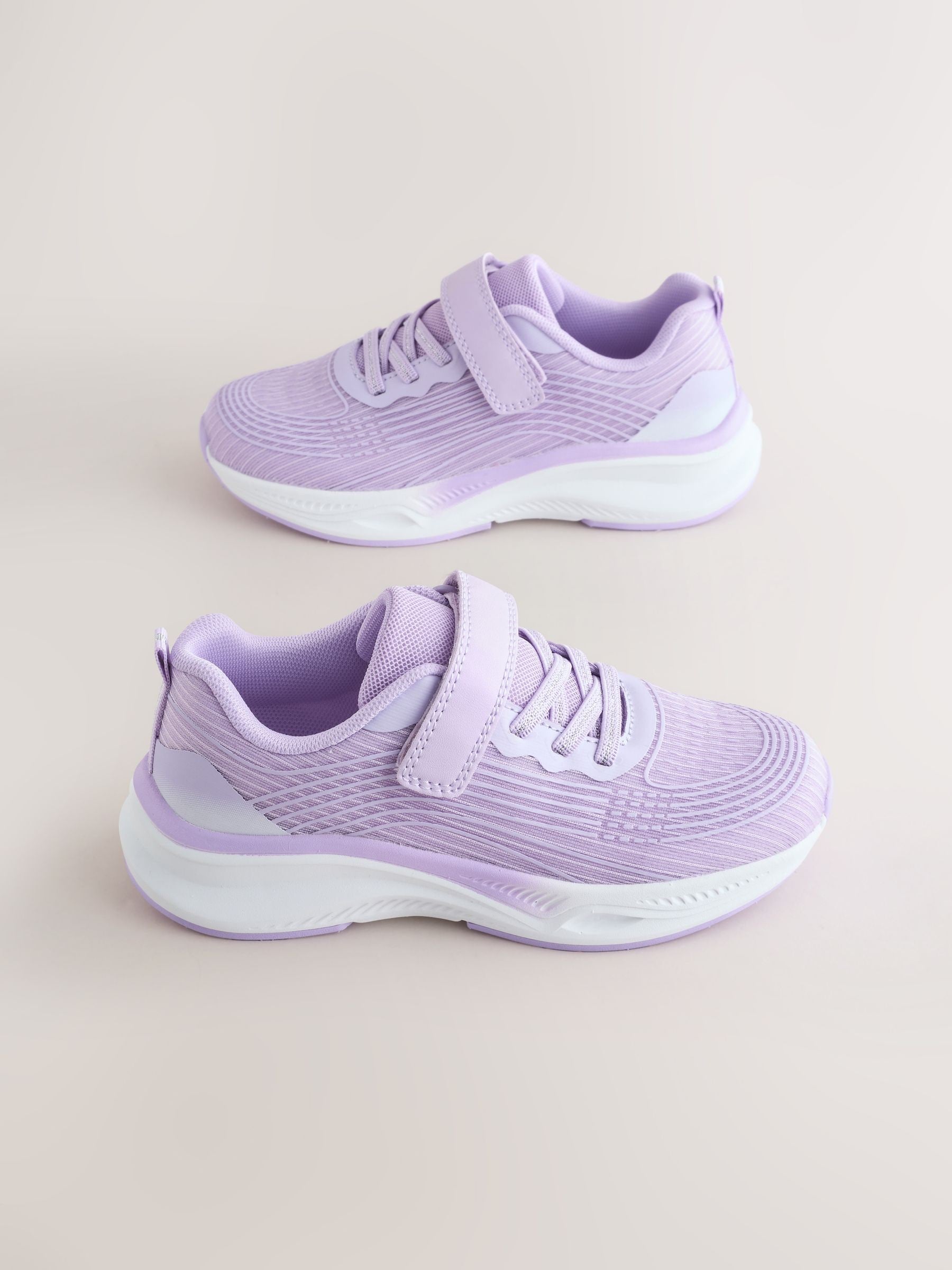 Lilac Purple Wide Fit (G) Elastic Lace-Up Trainers image 1
