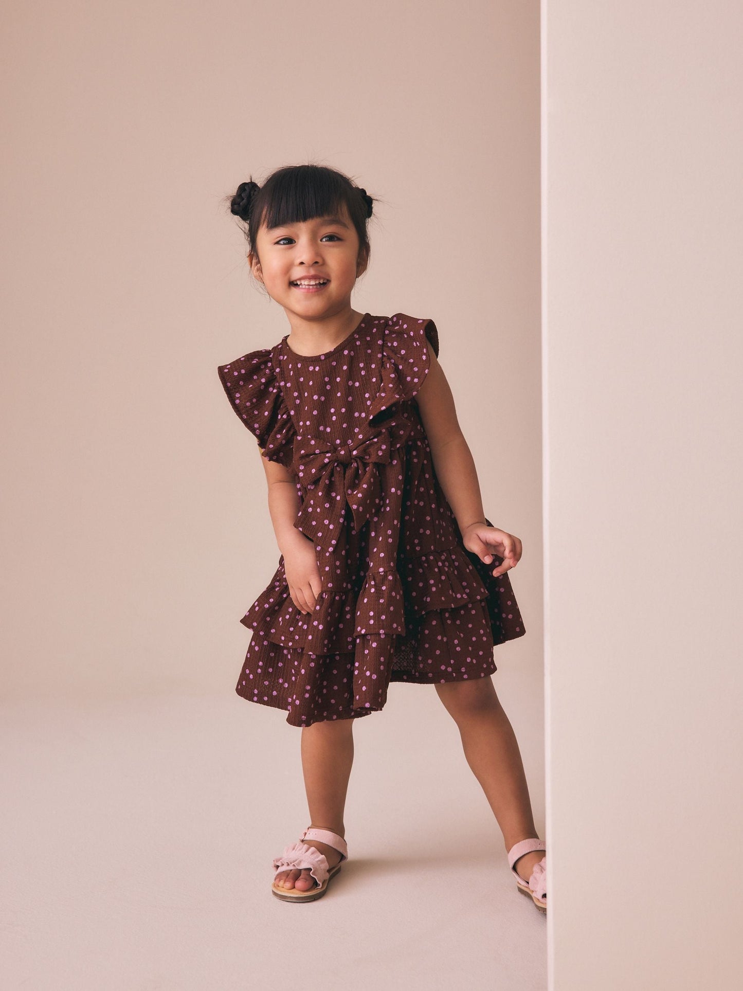 Brown Tiered Summer Dress (3mths-7yrs) image 4