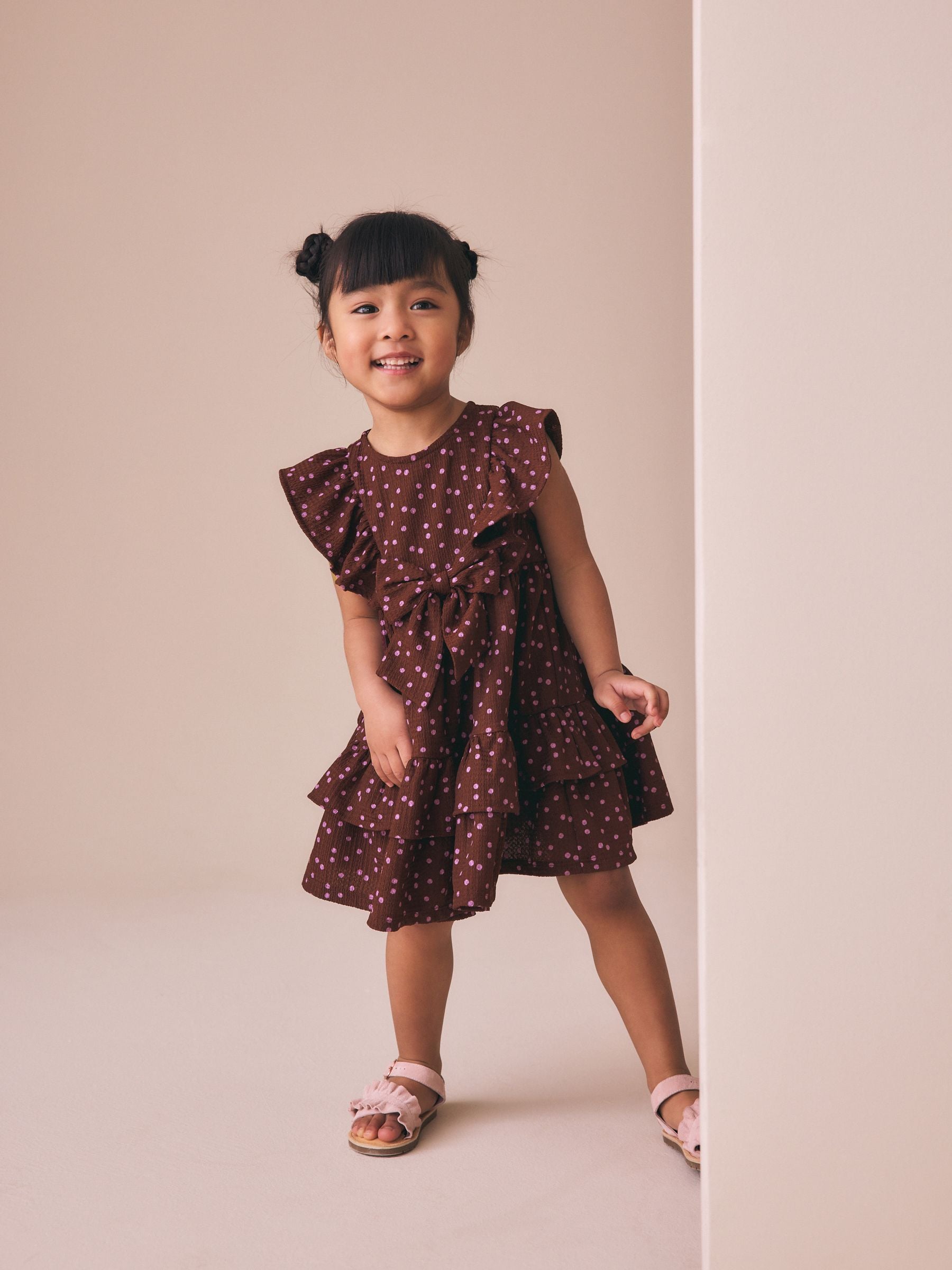 Brown Tiered Summer Dress (3mths-7yrs) image 4
