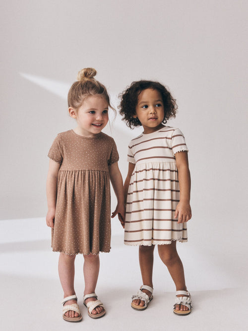 Dsiney Kidz - Brown Short Sleeve Ribbed Dresses 2 Pack (3mths-7yrs) image 1