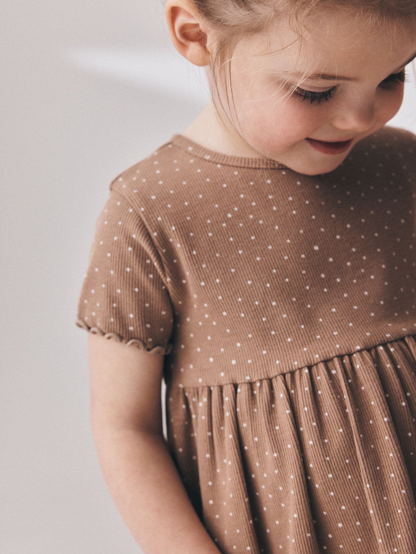 Brown Short Sleeve Ribbed Dresses 2 Pack (3mths-7yrs) image 3