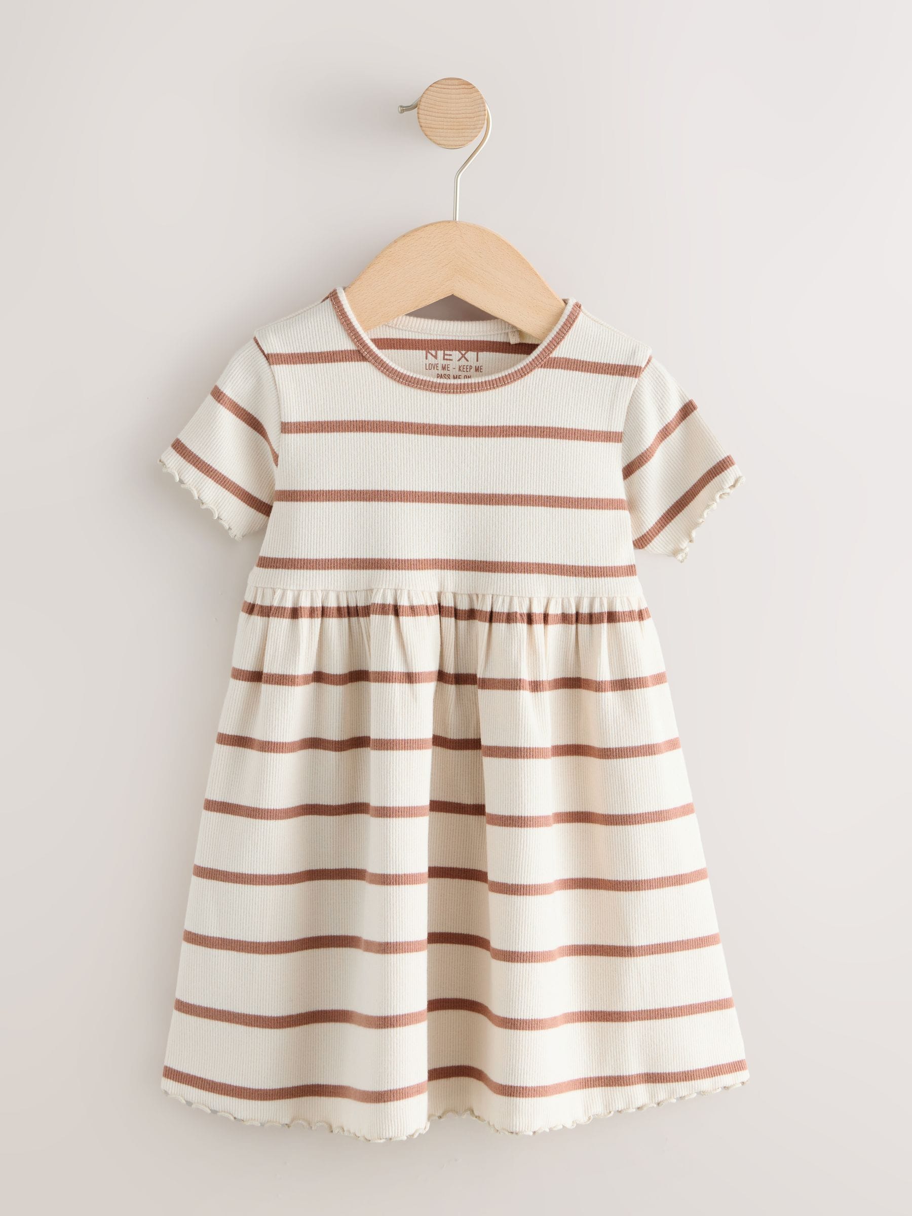 Brown Short Sleeve Ribbed Dresses 2 Pack (3mths-7yrs) image 5