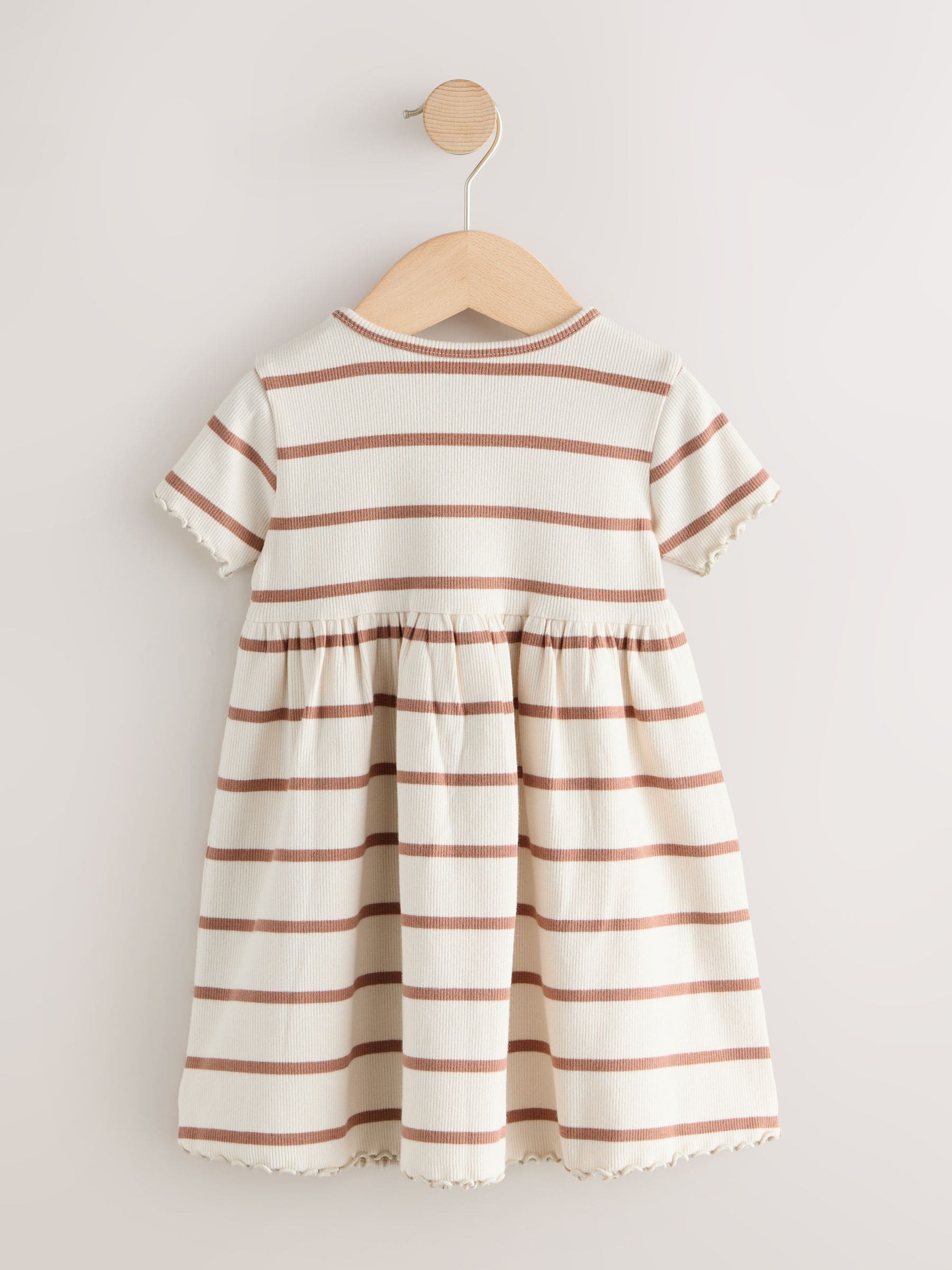 Brown Short Sleeve Ribbed Dresses 2 Pack (3mths-7yrs) image 6