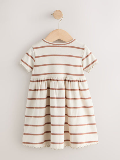 Brown Short Sleeve Ribbed Dresses 2 Pack (3mths-7yrs) image 6
