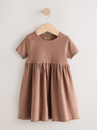 Brown Short Sleeve Ribbed Dresses 2 Pack (3mths-7yrs) image 7