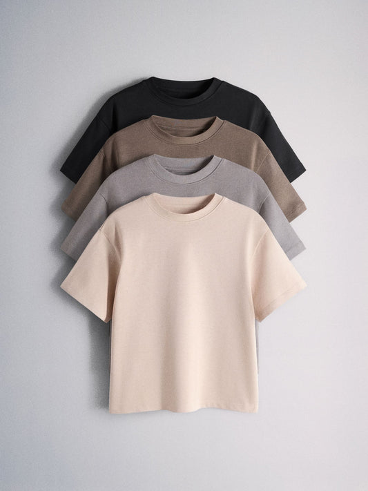 Dsiney Kidz - The Set 4 Pack Oversized Heavyweight Cotton Jersey Short Sleeve T-Shirts Black/Brown/Grey image 1