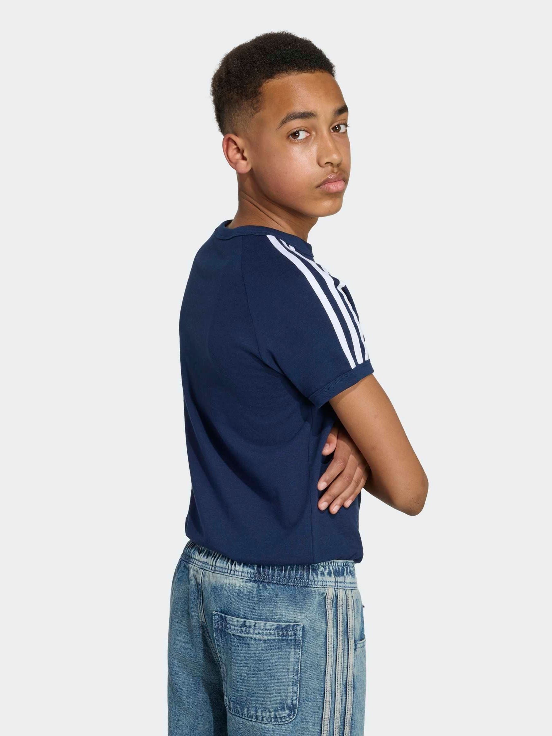 Dsiney Kidz - adidas Originals Navy Blue 3 Stripes T-Shirt image 2