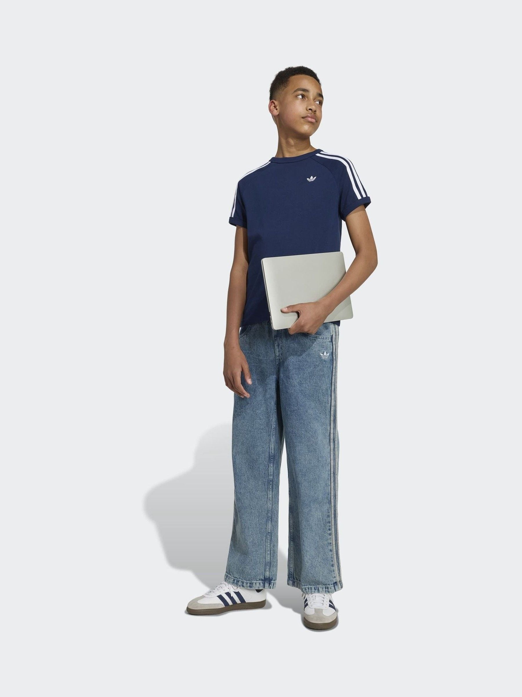 Dsiney Kidz - adidas Originals Navy Blue 3 Stripes T-Shirt image 3