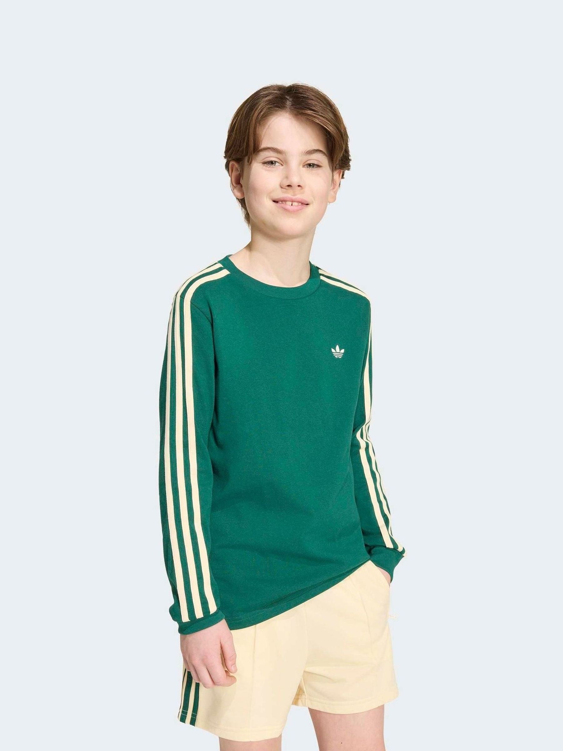 Dsiney Kidz - adidas Originals Green 3-Stripe Long Sleeve T-Shirt image 1