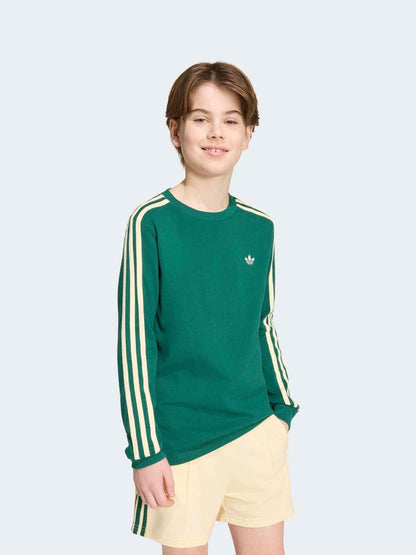 Dsiney Kidz - adidas Originals Green 3-Stripe Long Sleeve T-Shirt image 1