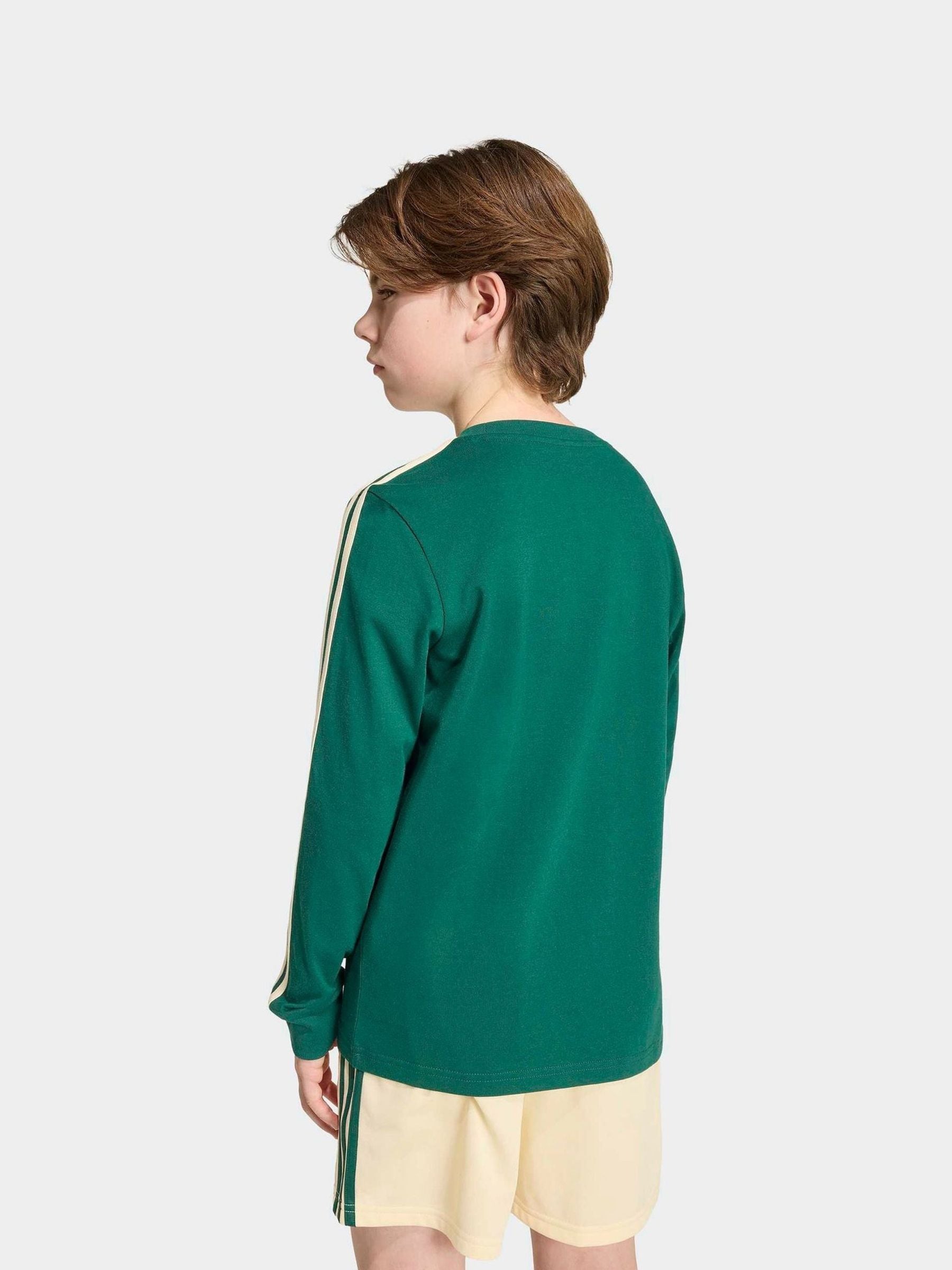 Dsiney Kidz - adidas Originals Green 3-Stripe Long Sleeve T-Shirt image 2
