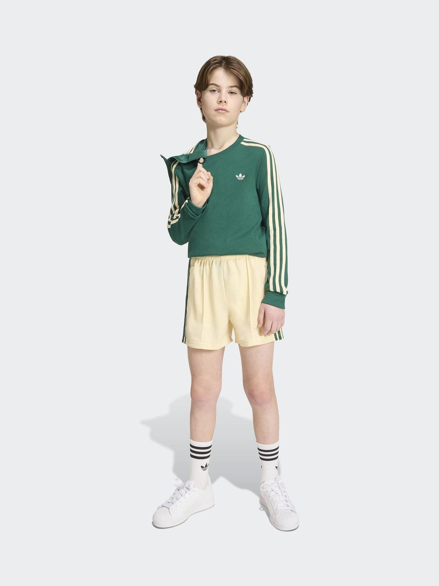Dsiney Kidz - adidas Originals Green 3-Stripe Long Sleeve T-Shirt image 3
