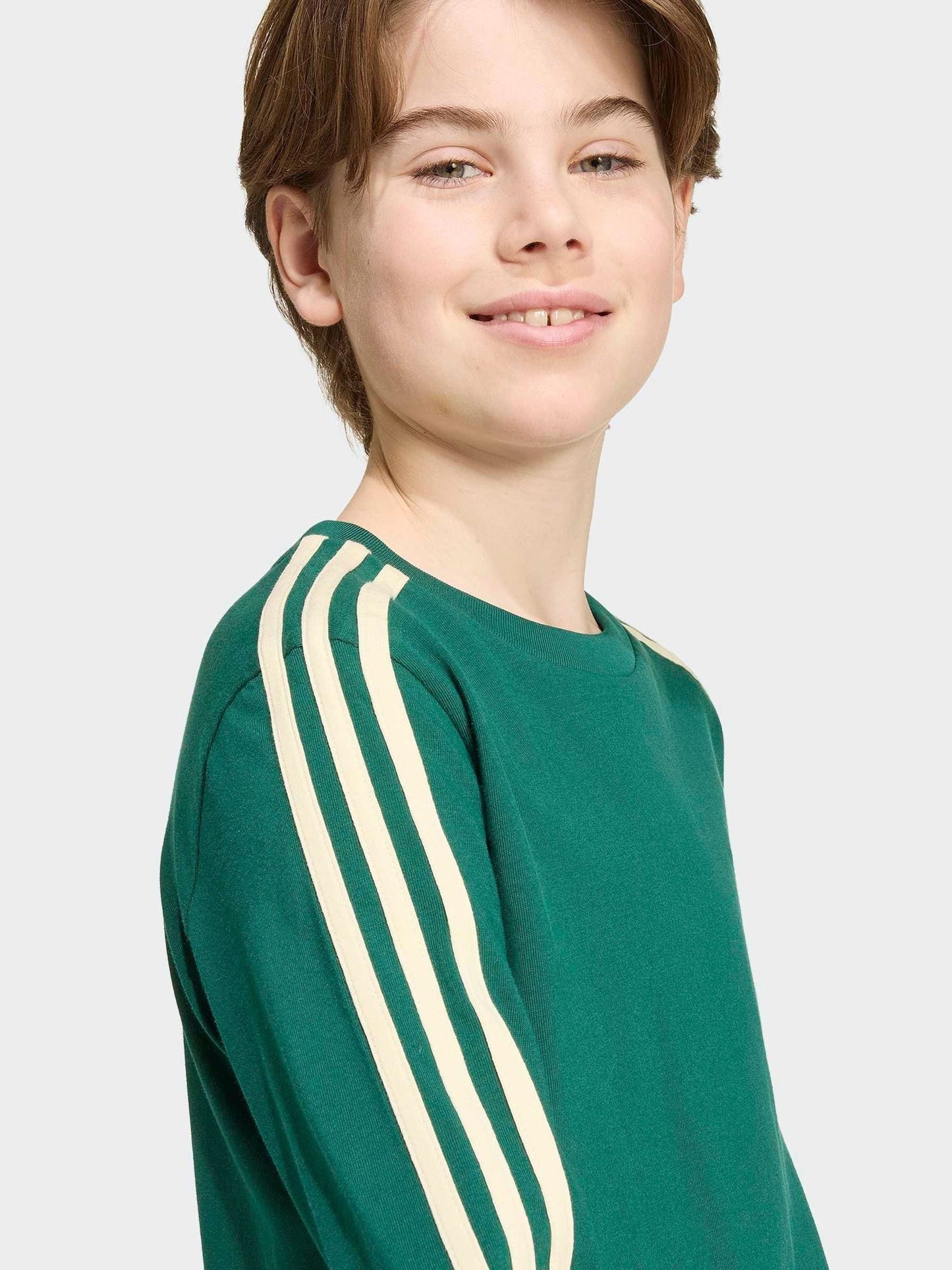 Dsiney Kidz - adidas Originals Green 3-Stripe Long Sleeve T-Shirt image 4