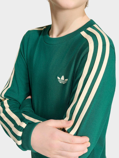 Dsiney Kidz - adidas Originals Green 3-Stripe Long Sleeve T-Shirt image 5