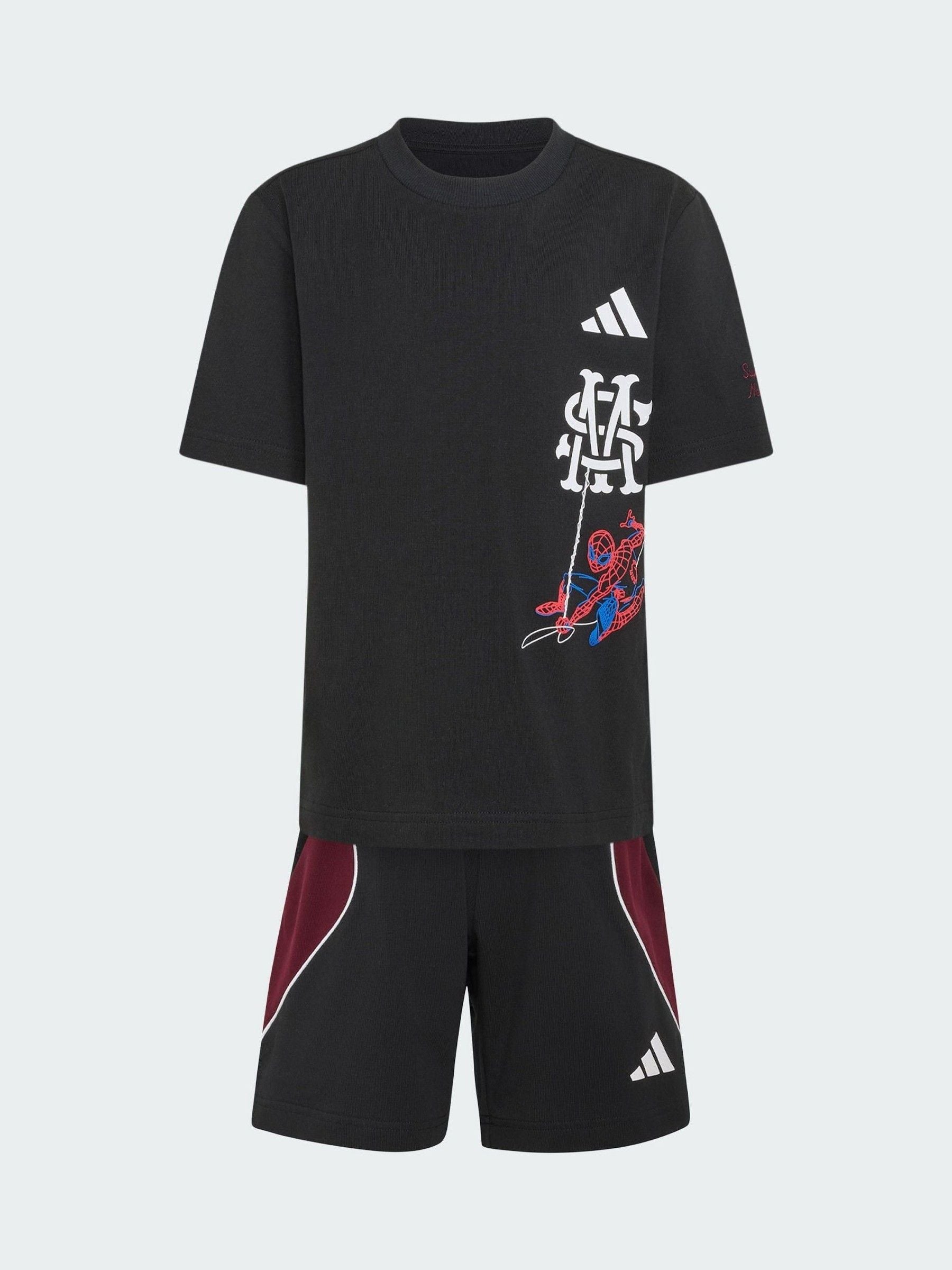 Dsiney Kidz - adidas Black Marvel Spider-Man T-Shirt and Short Set image 6