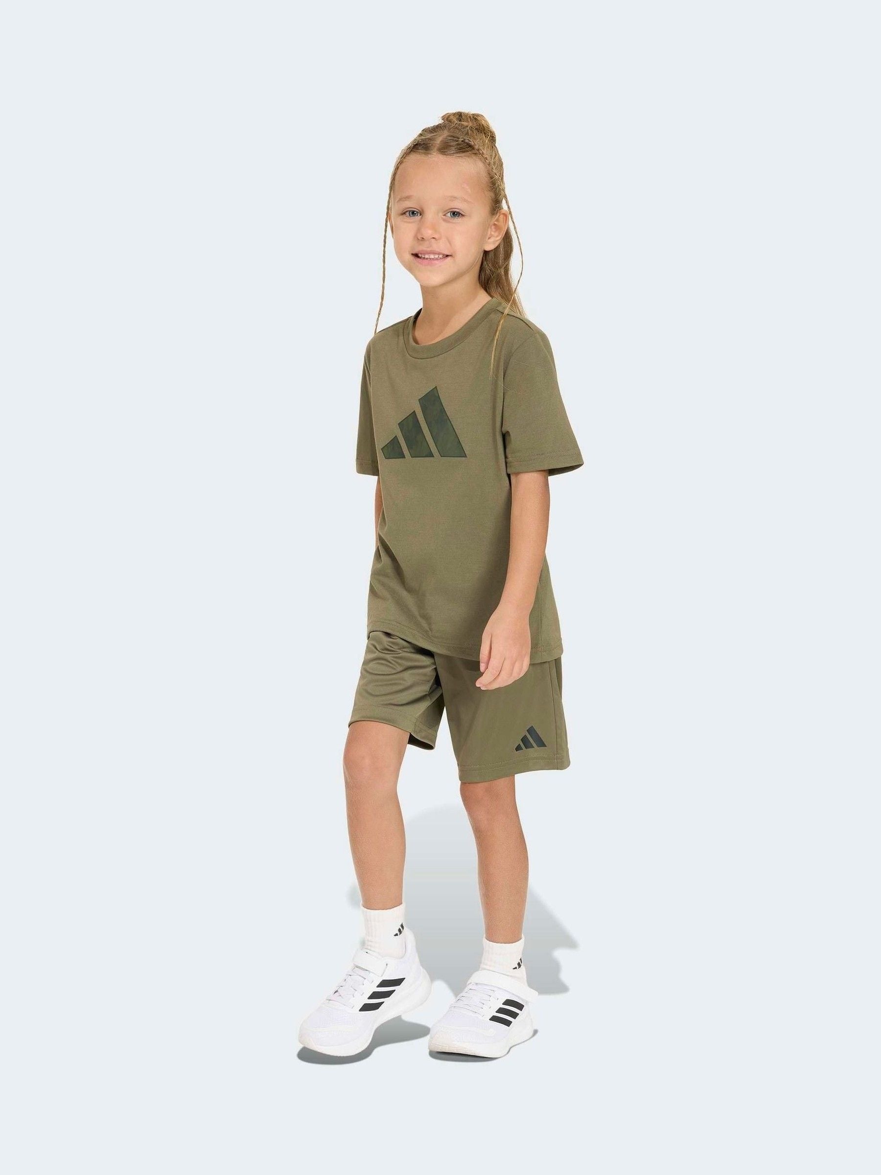 Dsiney Kidz - adidas Green Camo Logo T-Shirt and Shorts Set image 3