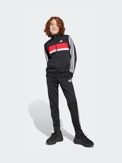 Dsiney Kidz - adidas Black/Red Essentials Tiberio 3-Stripes Tricot Tracksuit image 1