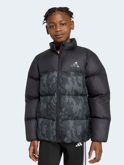 Dsiney Kidz - adidas Black Synthetic Down Camo Print Jacket image 1