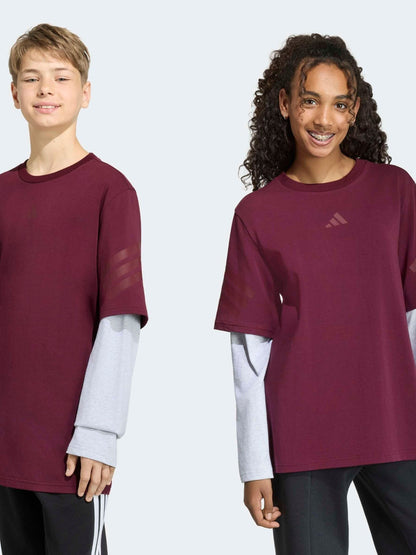 Dsiney Kidz - adidas Red Future Icons 2-In-1 Long Sleeve T-Shirt image 1