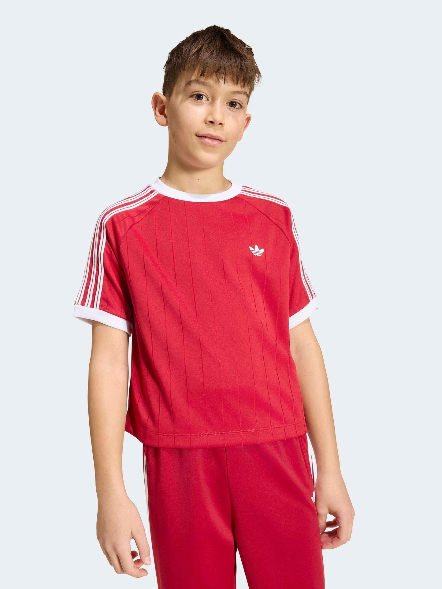 Dsiney Kidz - adidas Originals Red Pinstripe 3 Stripe T-Shirt image 1
