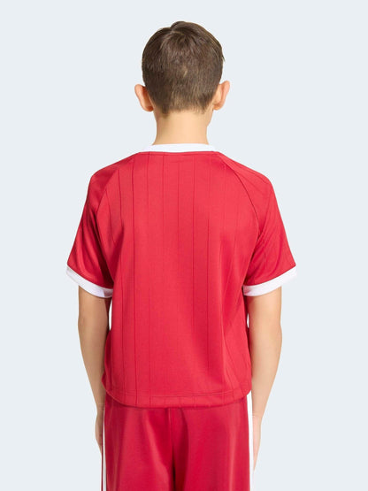 Dsiney Kidz - adidas Originals Red Pinstripe 3 Stripe T-Shirt image 2