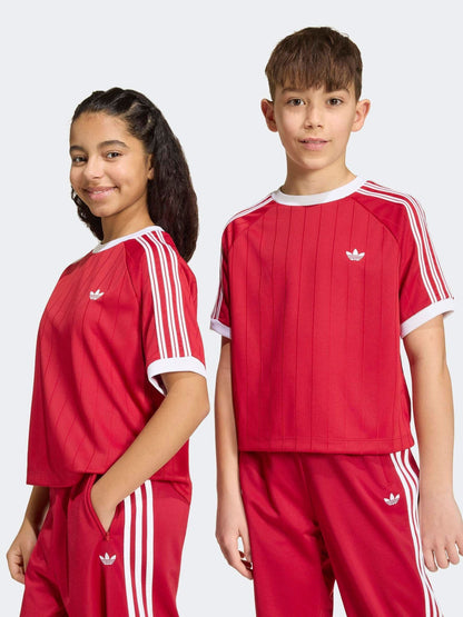 Dsiney Kidz - adidas Originals Red Pinstripe 3 Stripe T-Shirt image 3