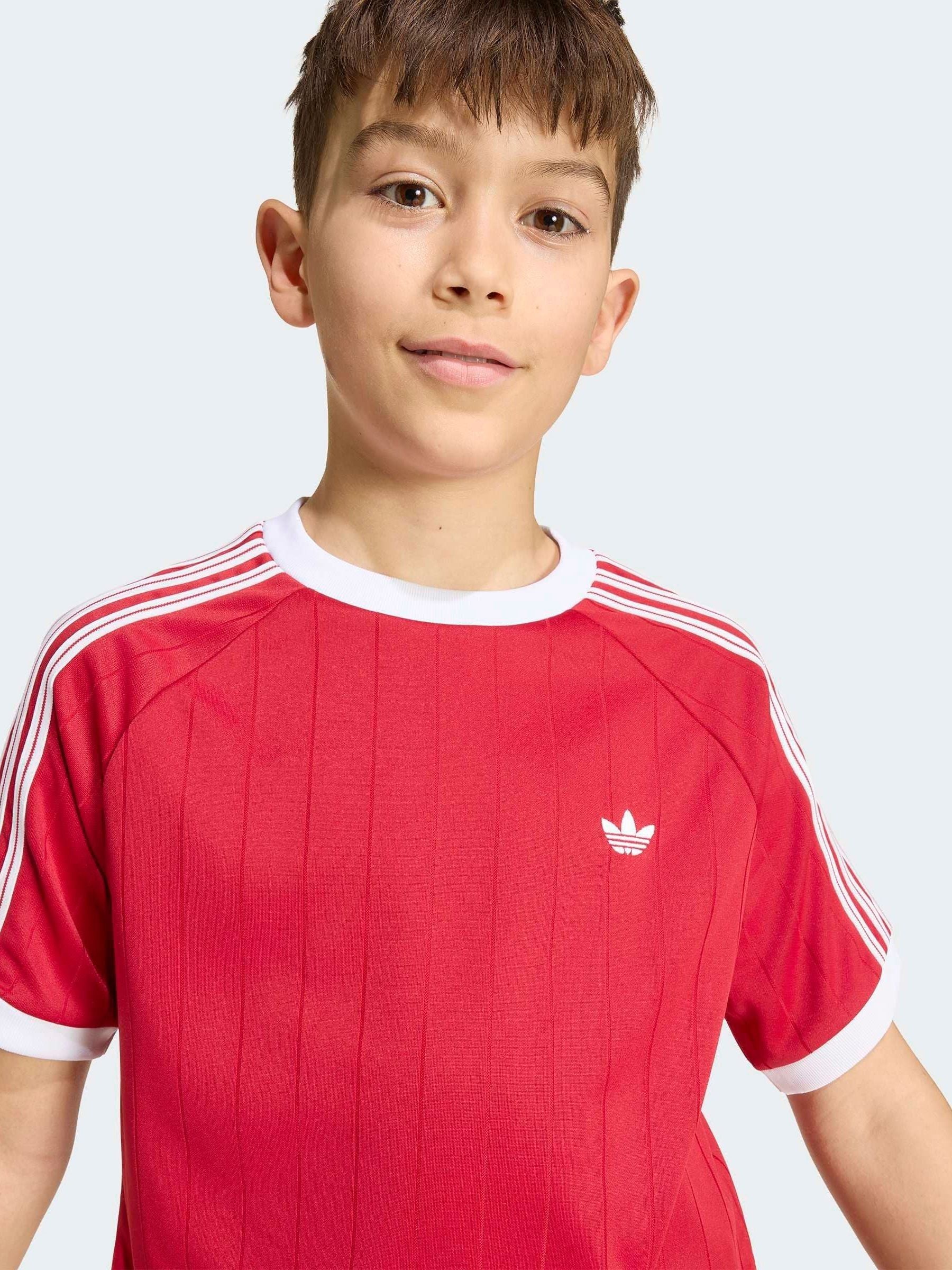 Dsiney Kidz - adidas Originals Red Pinstripe 3 Stripe T-Shirt image 5