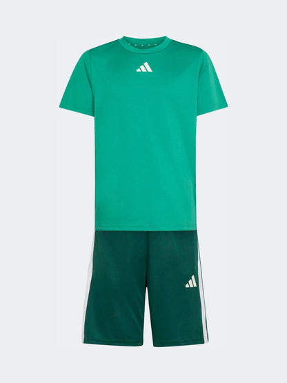 Dsiney Kidz - adidas Green Train Essentials 3-Stripes Kids T-Shirt & Shorts Set image 6