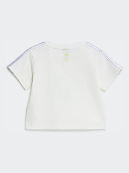 adidas White Junior Knitted Moana Top & Shorts Set image 3
