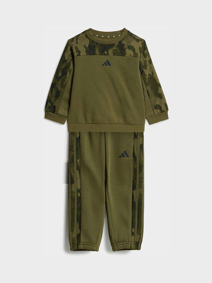 adidas Green Seasonal Essentials Camo Fleece Sweat Top and Joggers Set image 1