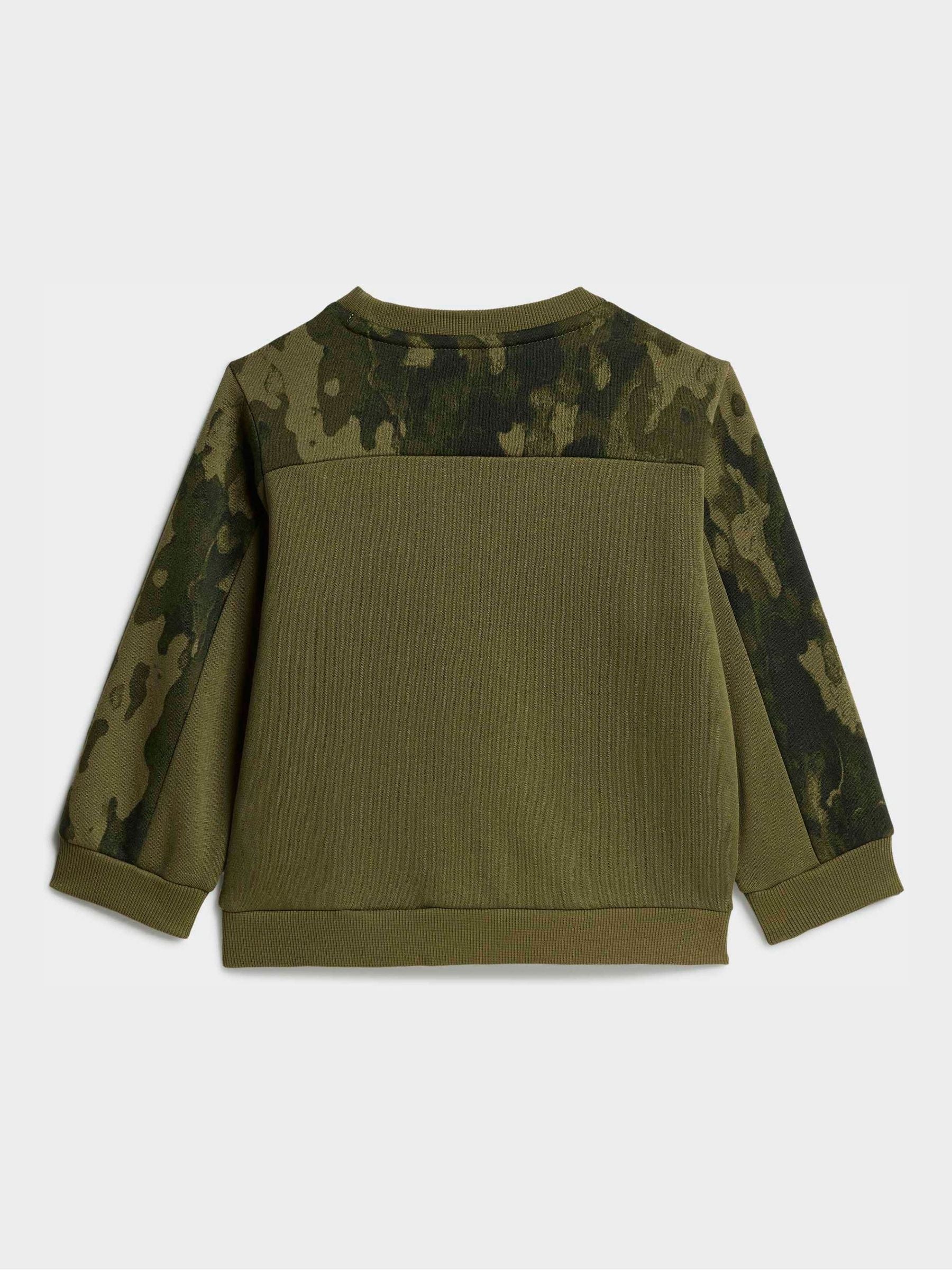 adidas Green Seasonal Essentials Camo Fleece Sweat Top and Joggers Set image 3