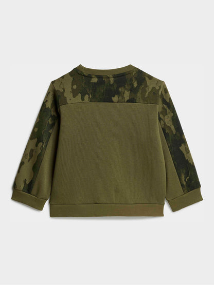 adidas Green Seasonal Essentials Camo Fleece Sweat Top and Joggers Set image 3
