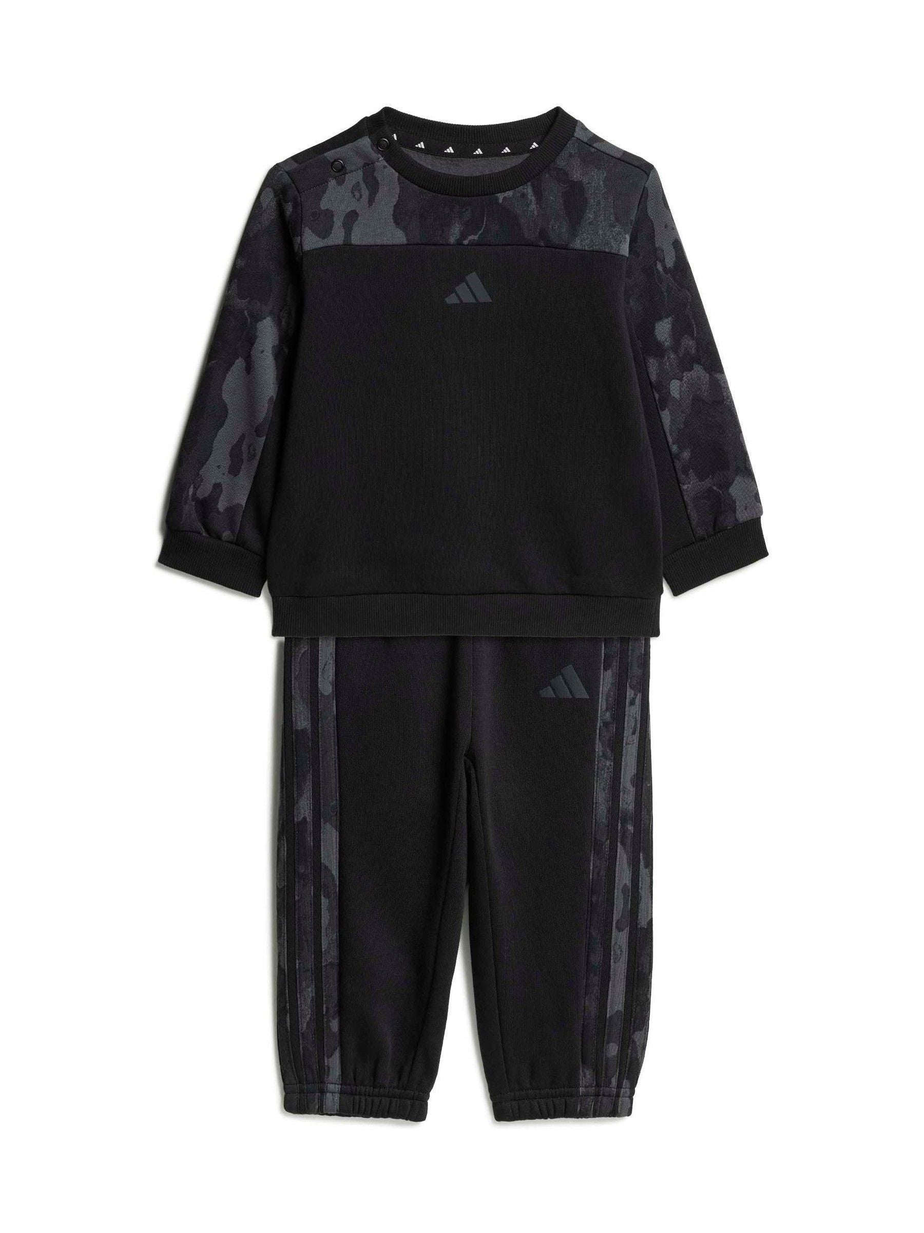 adidas Black Camo Print Top and Joggers Set image 1