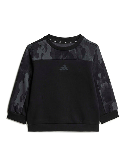 adidas Black Camo Print Top and Joggers Set image 2
