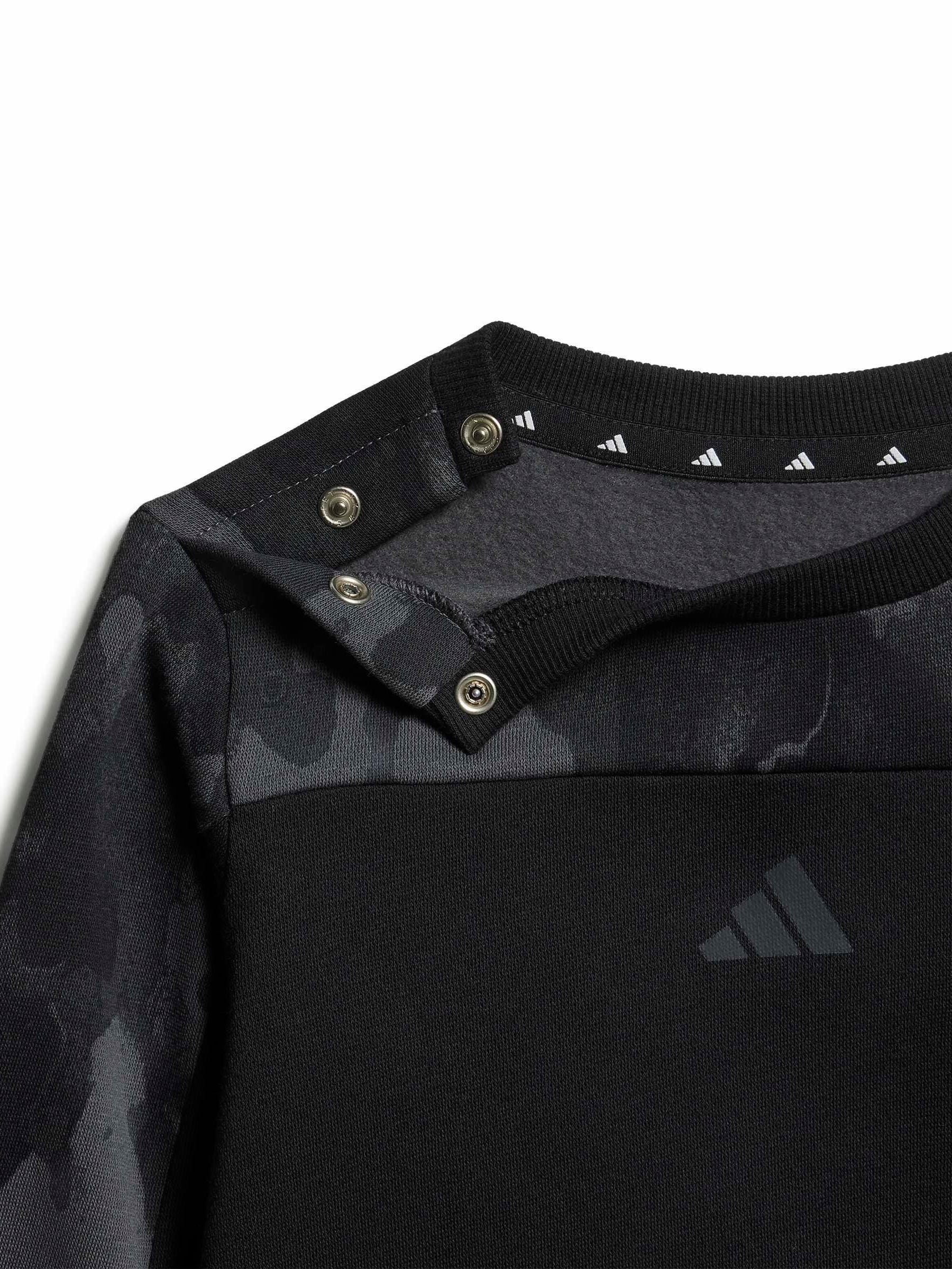 adidas Black Camo Print Top and Joggers Set image 4