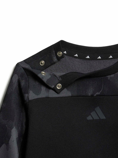 adidas Black Camo Print Top and Joggers Set image 4