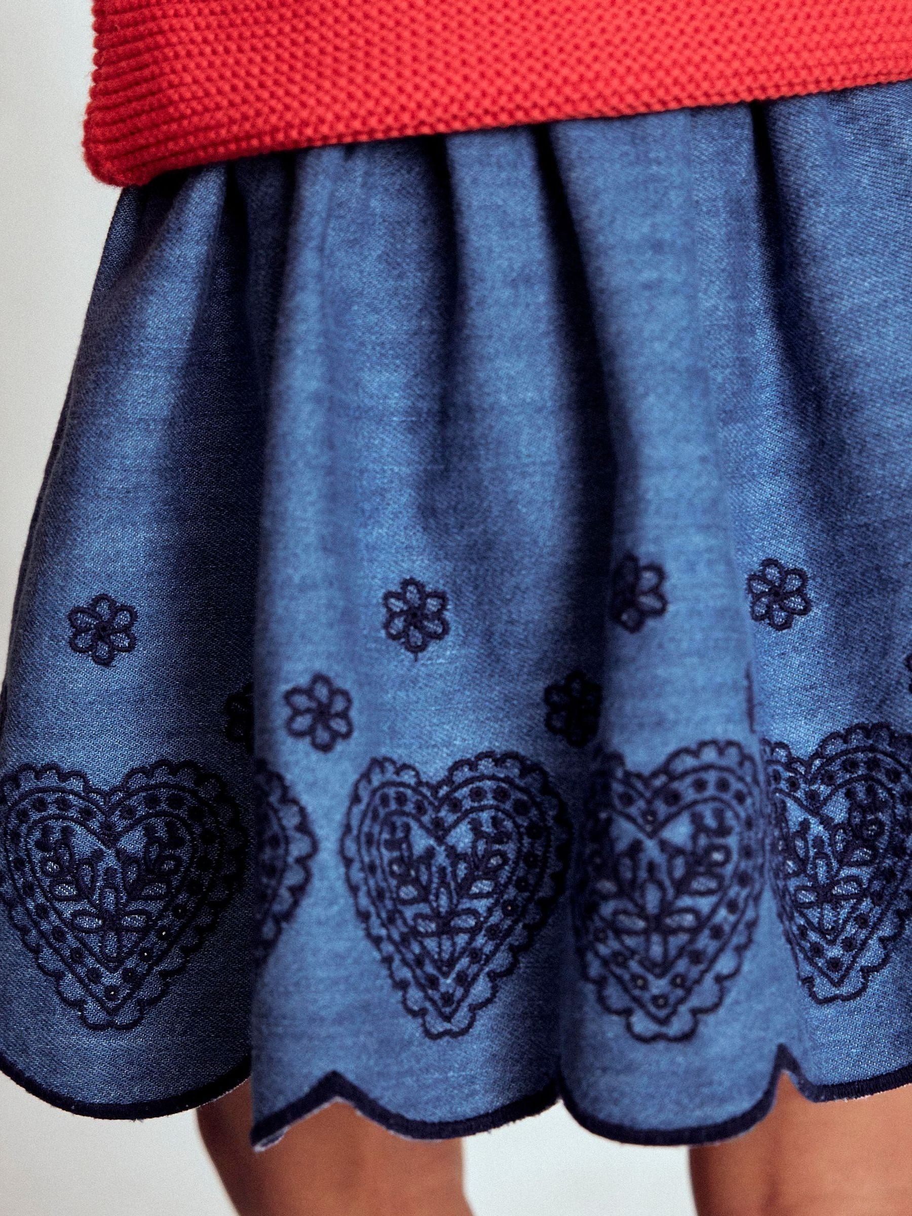 Dsiney Kidz - Boden Blue Heart Embroidered Pull-on Skirt image 2