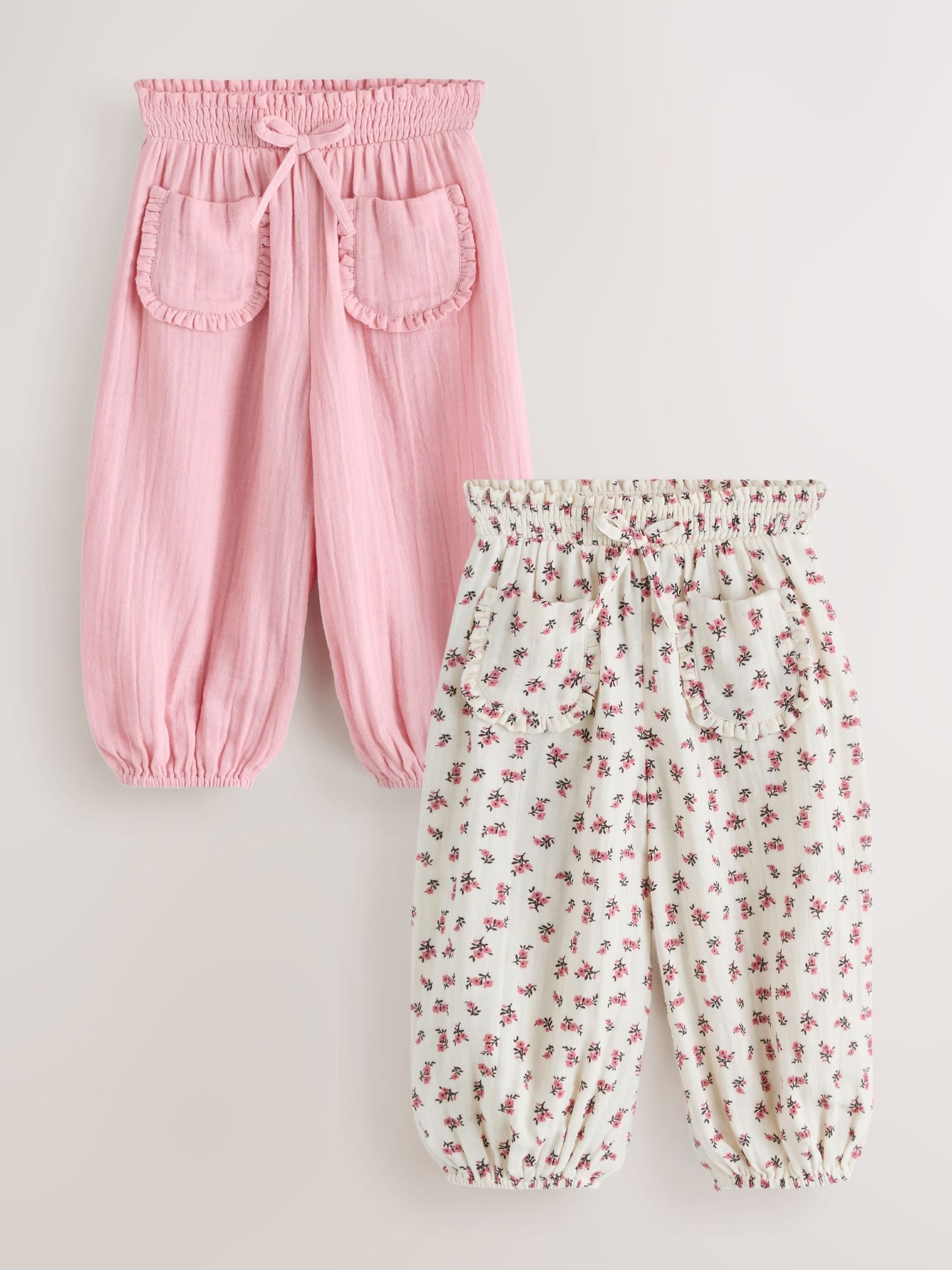 Pink & Floral Trousers 2 Pack (3mths-7yrs) image 1