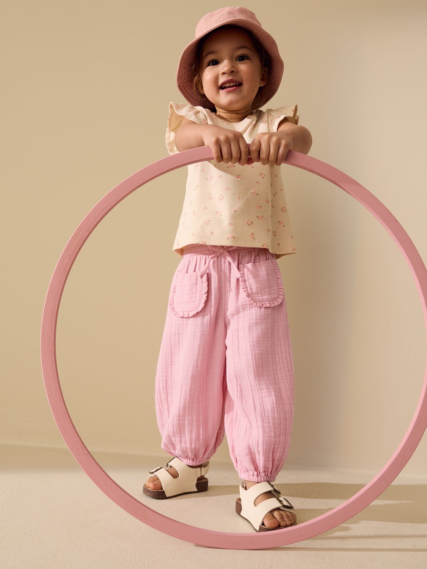 Pink & Floral Trousers 2 Pack (3mths-7yrs) image 3