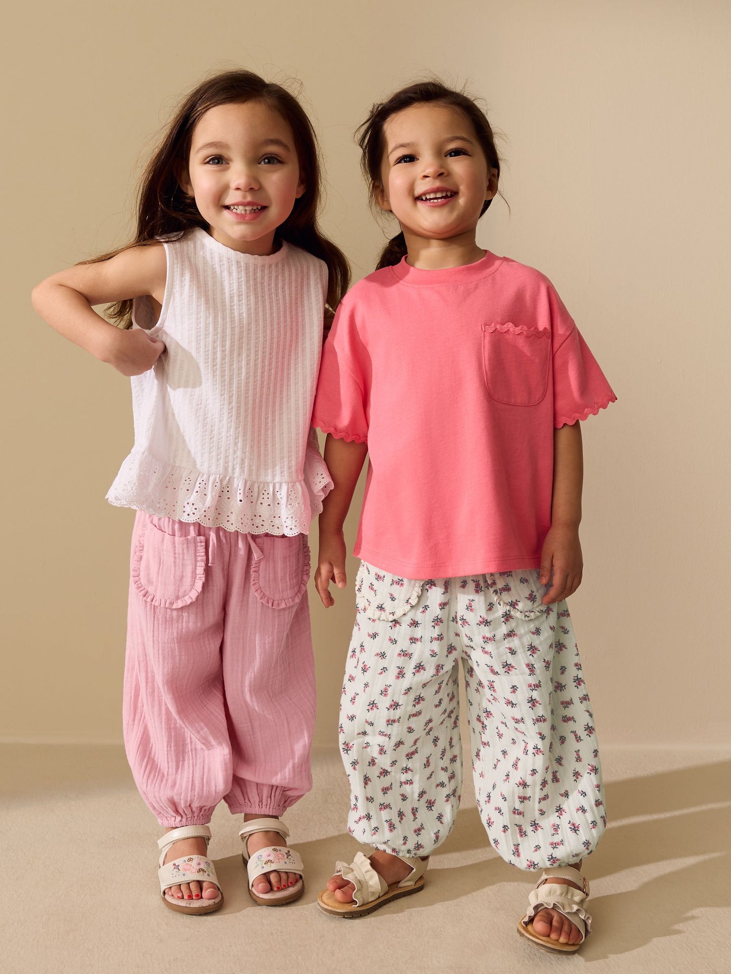 Pink & Floral Trousers 2 Pack (3mths-7yrs) image 6